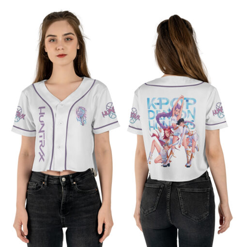 Huntrix Girls Croptop Baseball Jersey, Kpop Demon Hunters Merch