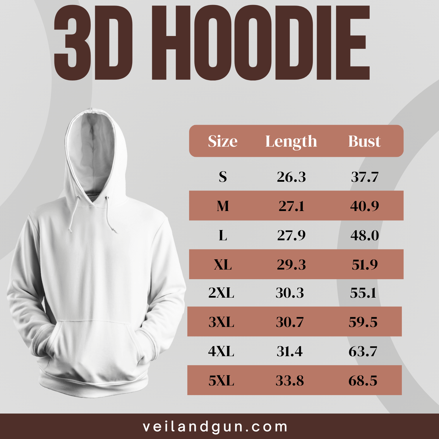 3d hoodie 220gsm size